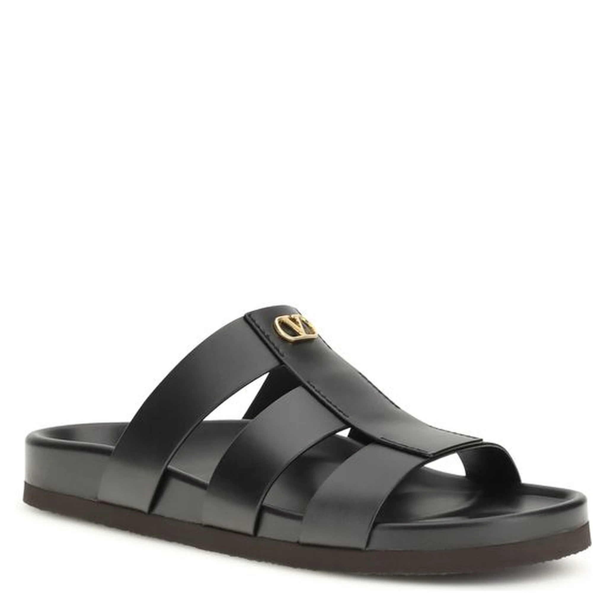 Black Calf Leather Bos Taurus Sandals