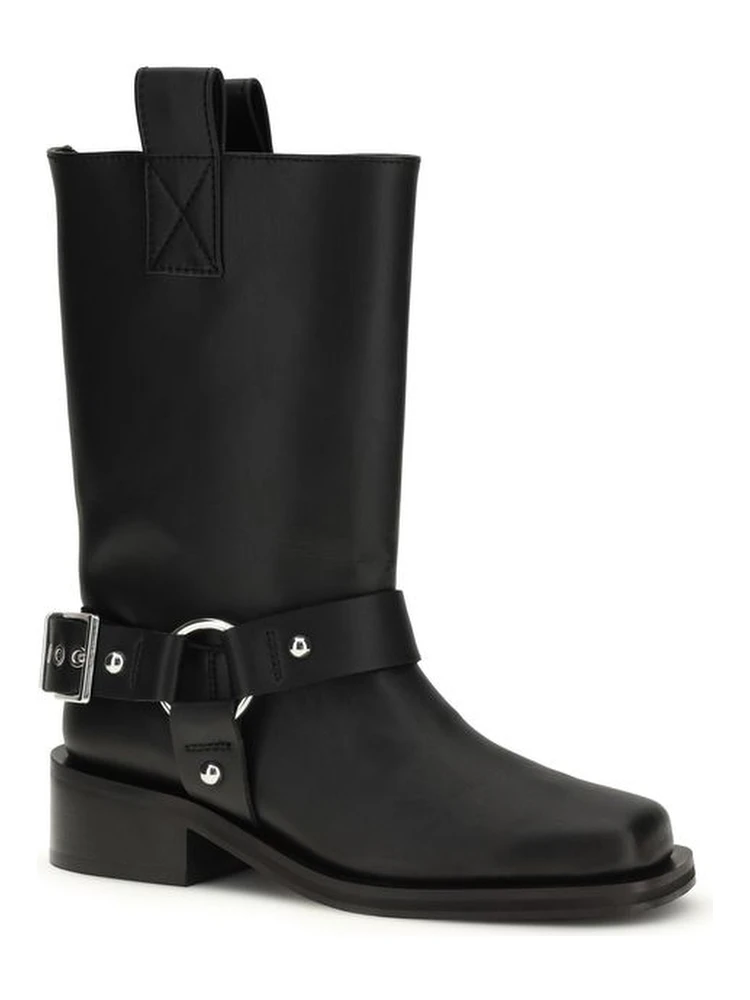 حذاء بوت أسود من جلد العجل من ماركة بوس توروس برباط alternative