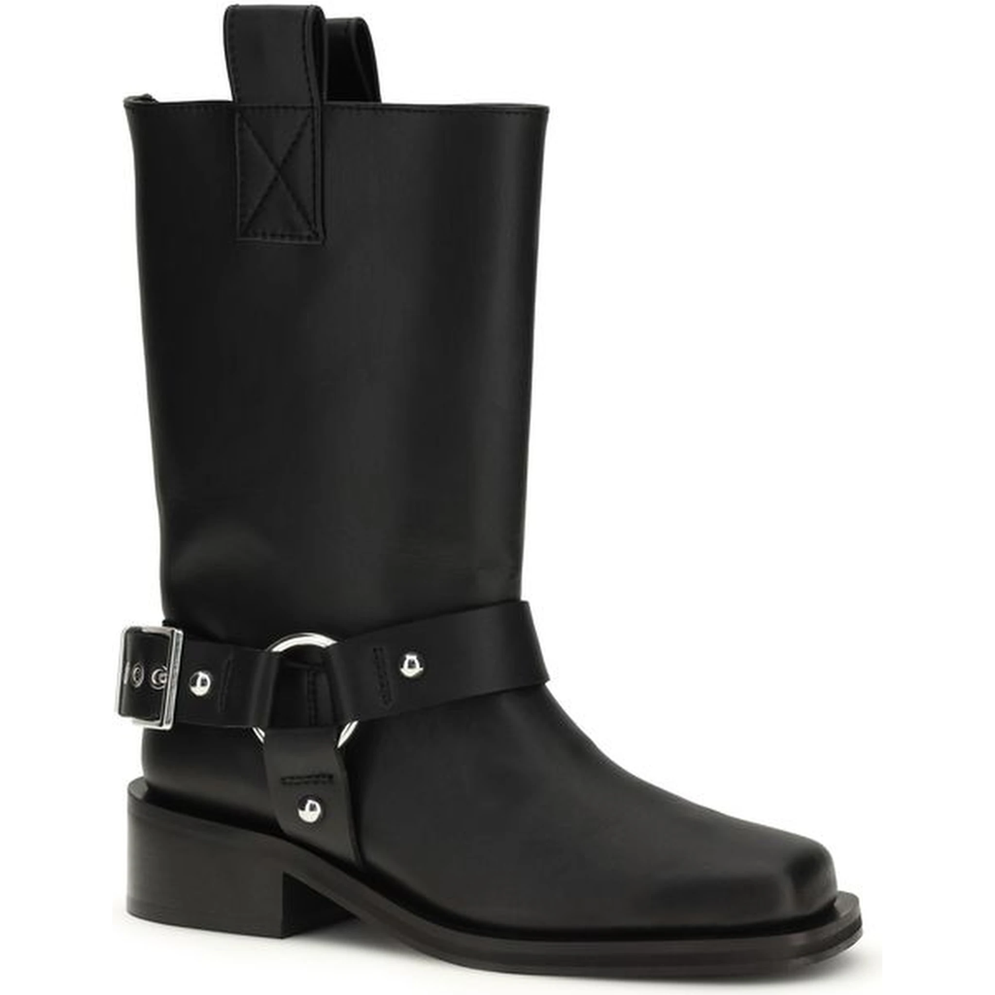 حذاء بوت أسود من جلد العجل من ماركة بوس توروس برباط