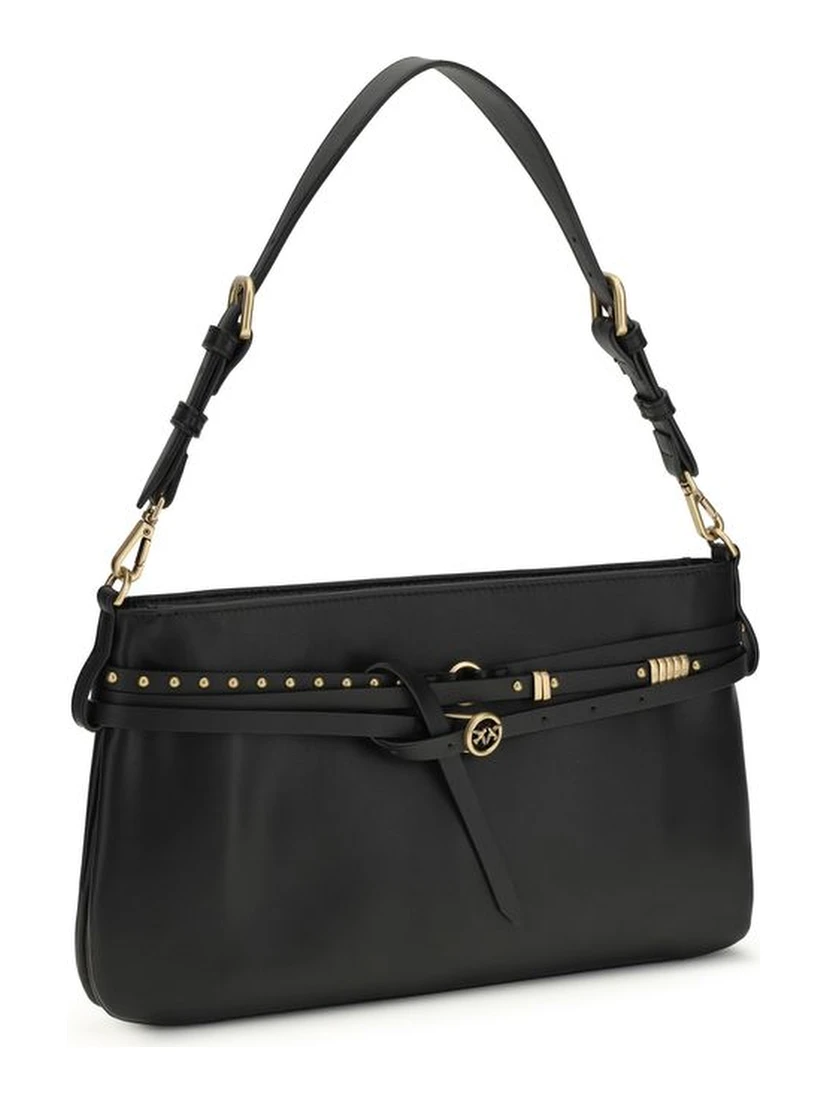 حقيبة كتف بوس توروس من جلد العجل الأسود