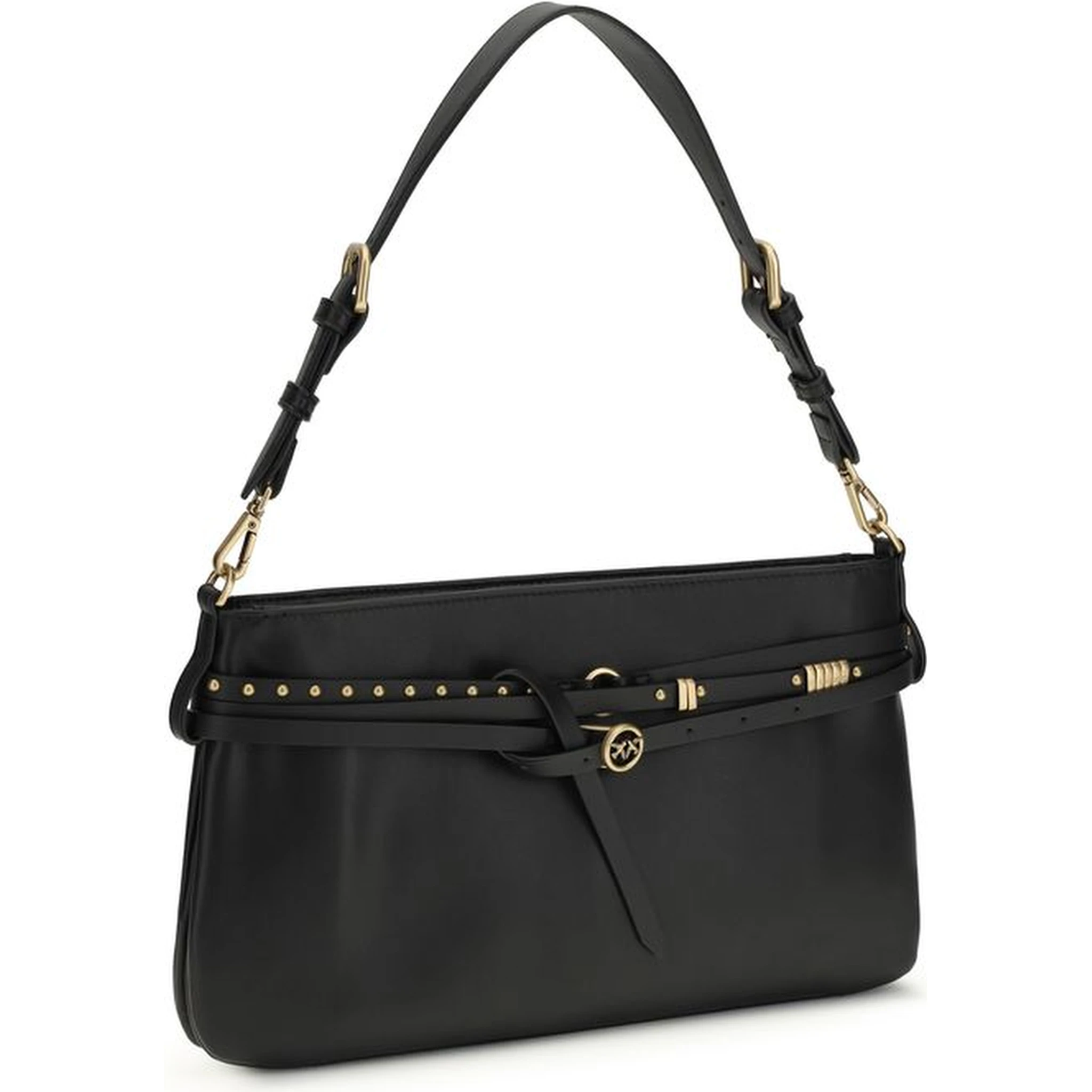 حقيبة كتف بوس توروس من جلد العجل الأسود