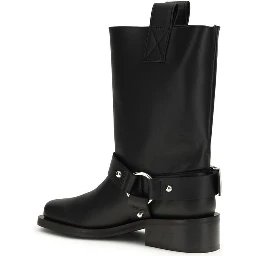 حذاء بوت أسود من جلد العجل من ماركة بوس توروس برباط