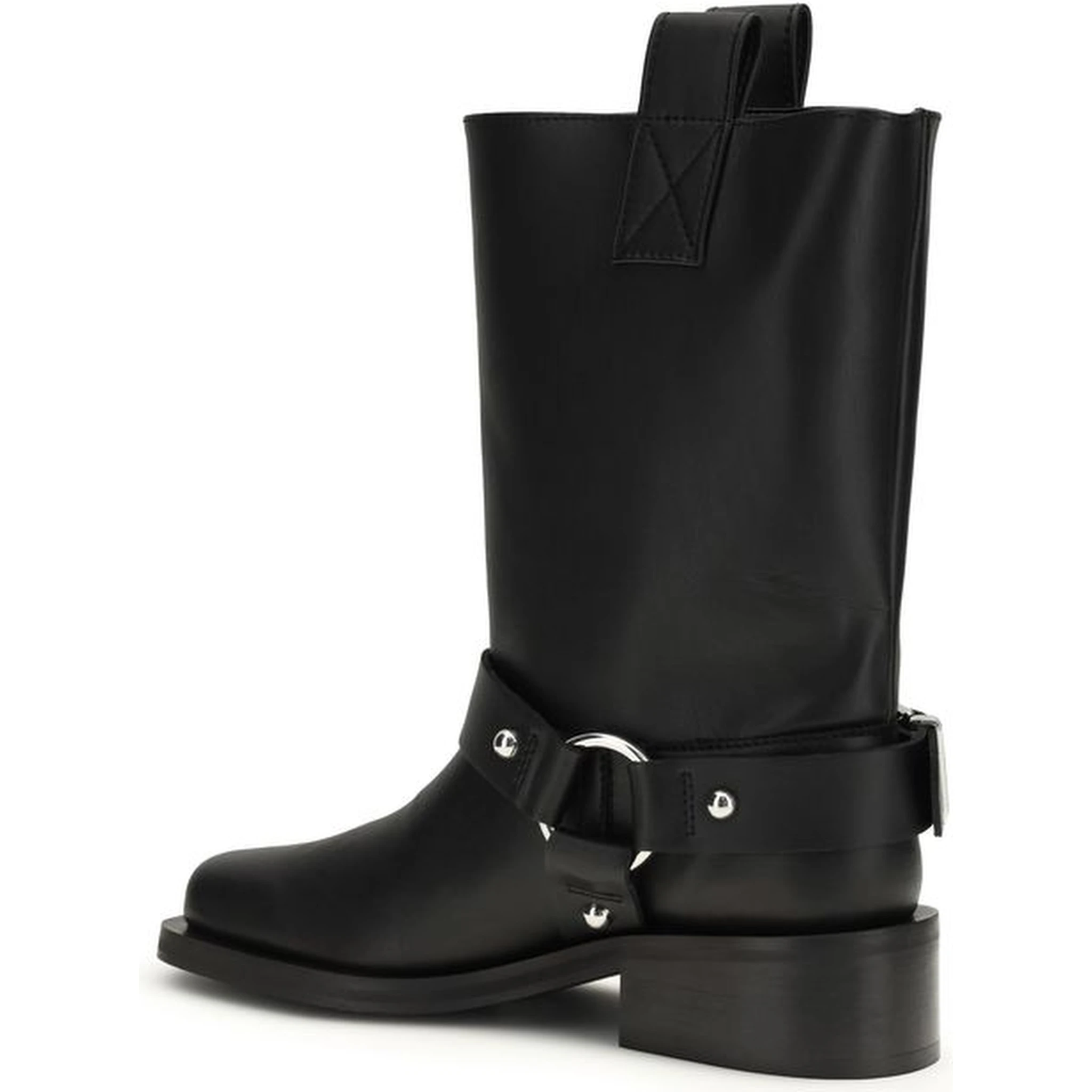 حذاء بوت أسود من جلد العجل من ماركة بوس توروس برباط