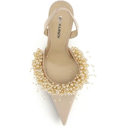 Beige Silk High Heel Pumps
