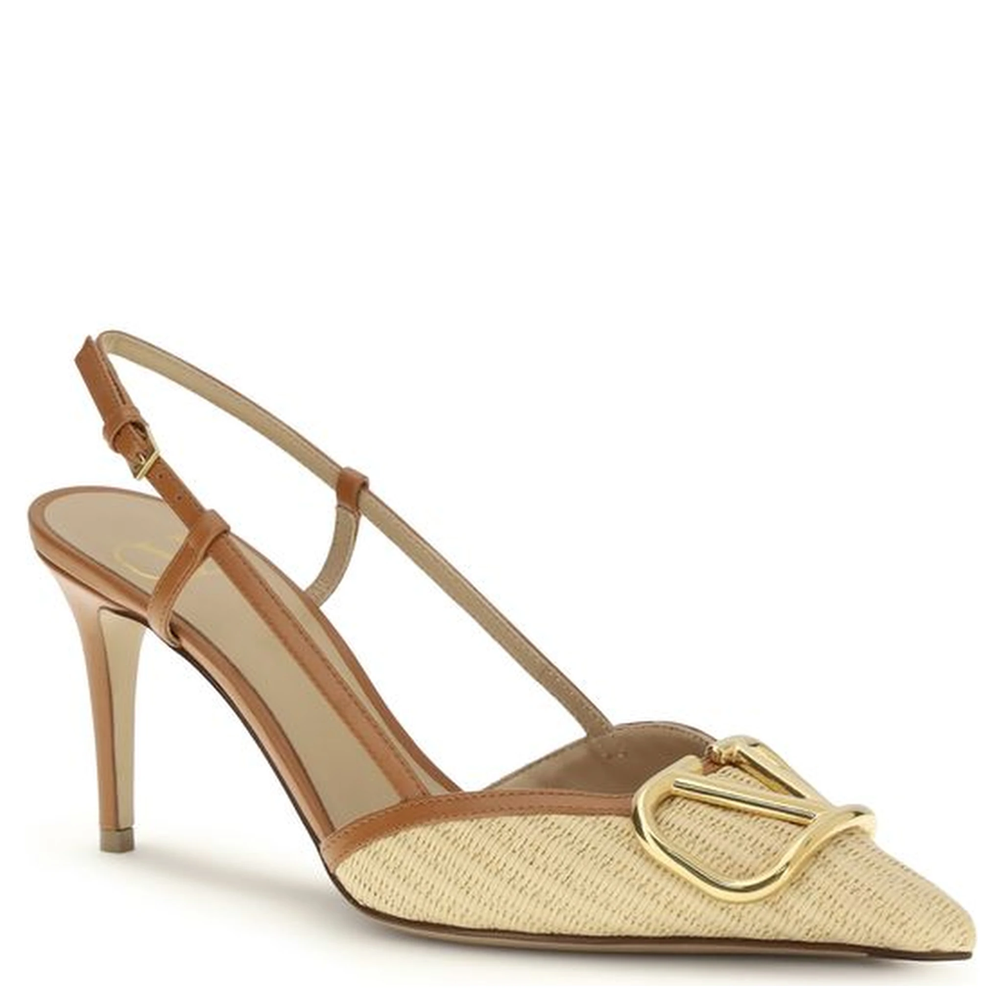 حذاء بكعب عالٍ من جلد العجل البيج من بوس توروس