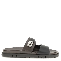 Black Calf Leather Bos Taurus Strap-On Sandals