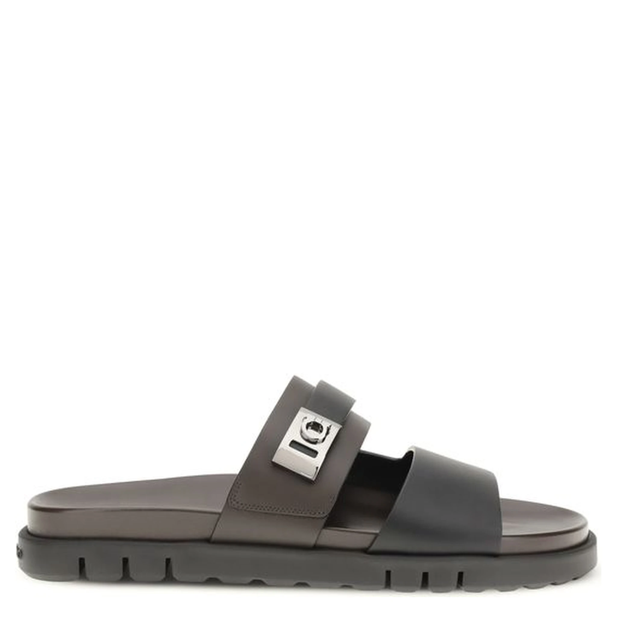 Black Calf Leather Bos Taurus Strap-On Sandals