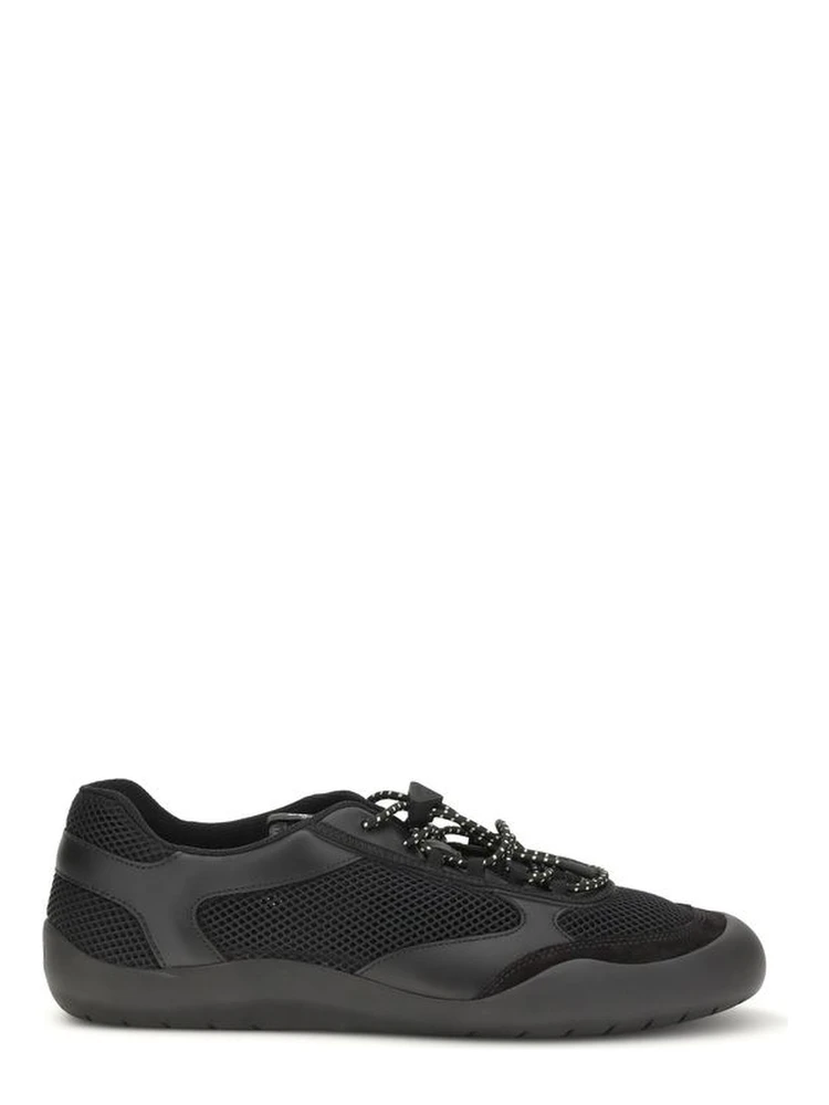 Black Polyester Athletic Sneakers
