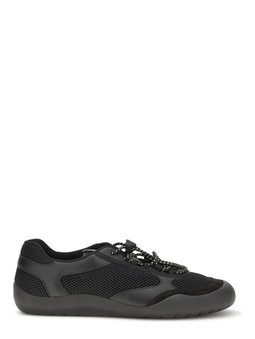 Black Polyester Athletic Sneakers