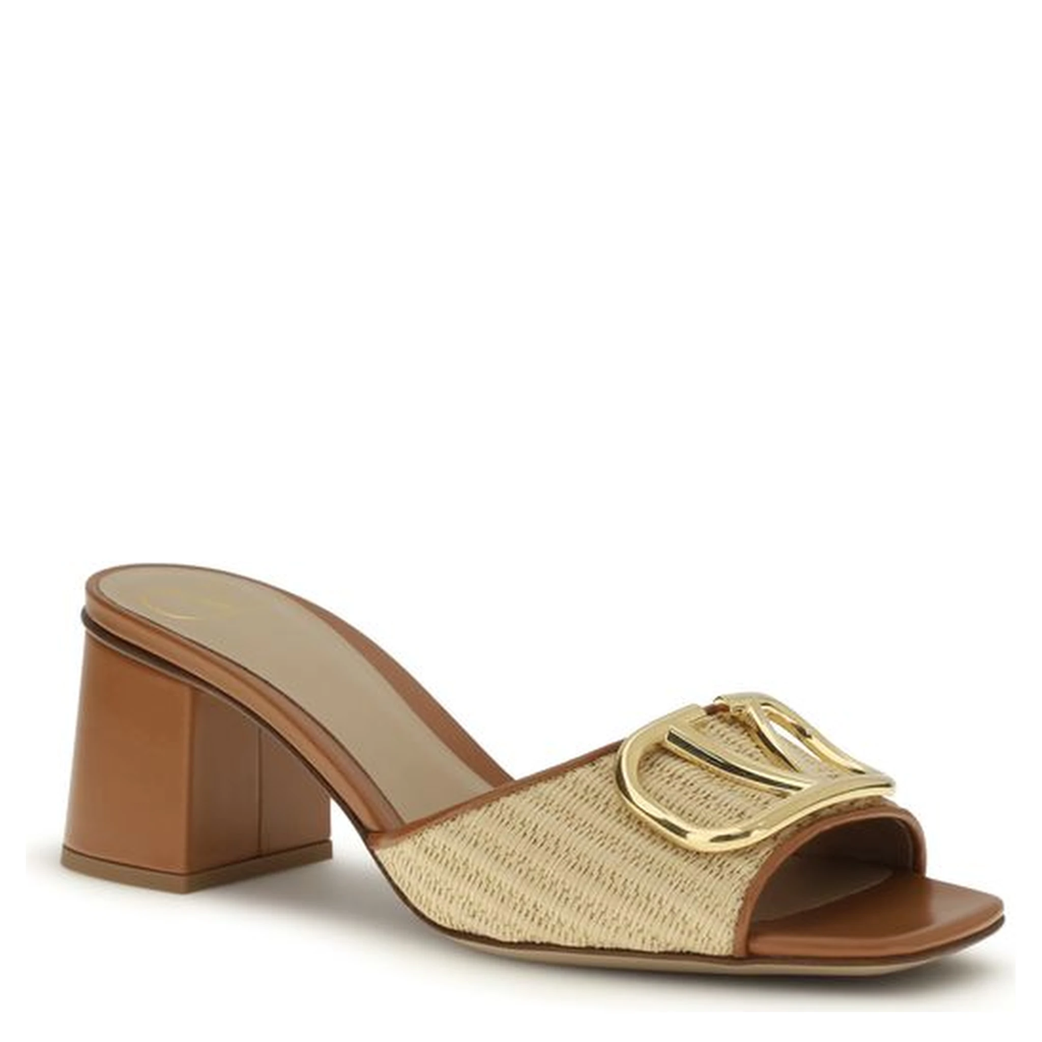 صندل بوس توروس ذو نعل سميك من جلد العجل البيج