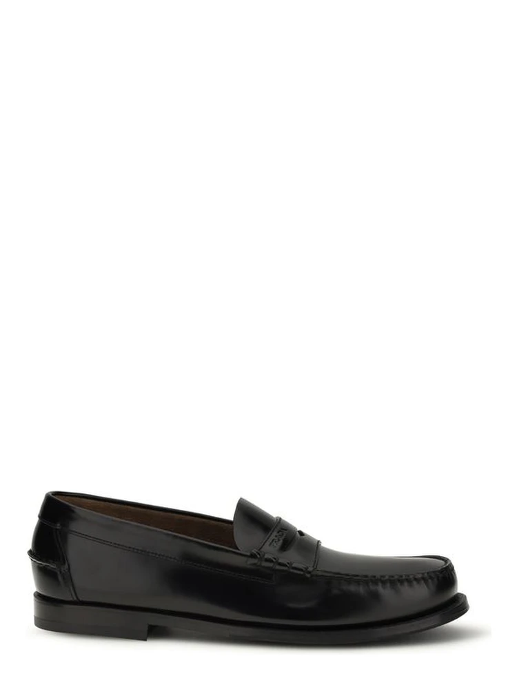 Black Calf Leather Bos Taurus Slip-On Loafers