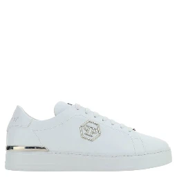 White Leather Low Top Sneakers