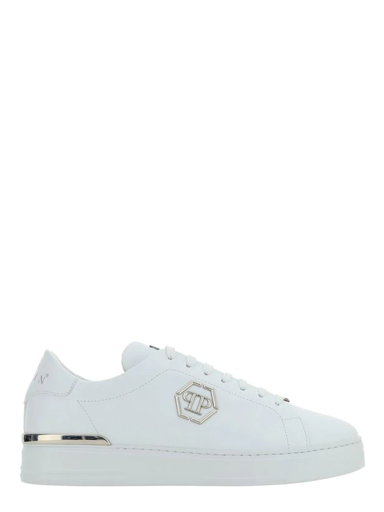 White Leather Low Top Sneakers