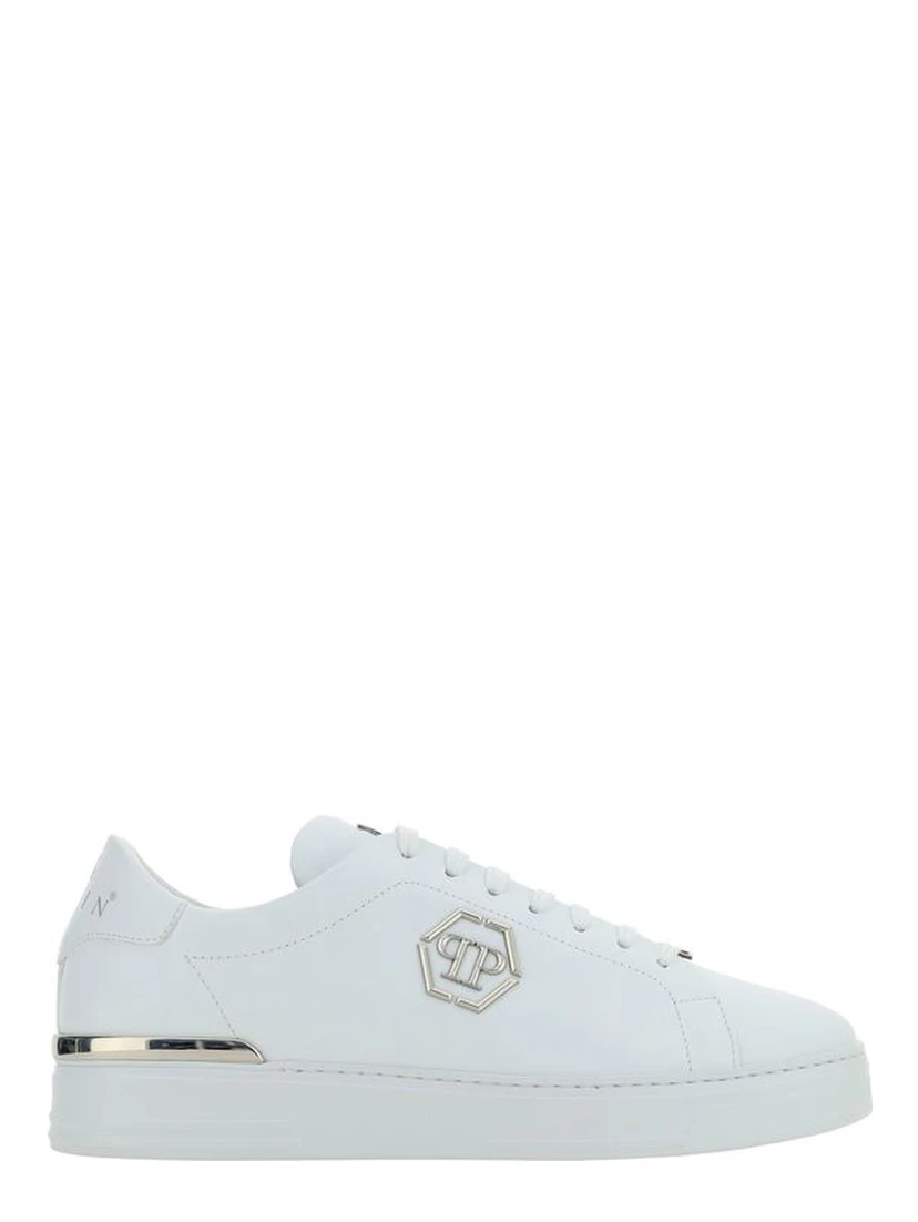 White Leather Low Top Sneakers