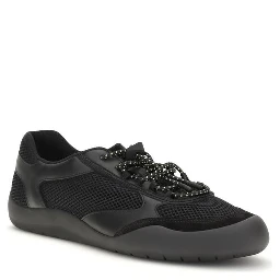 Black Polyester Athletic Sneakers
