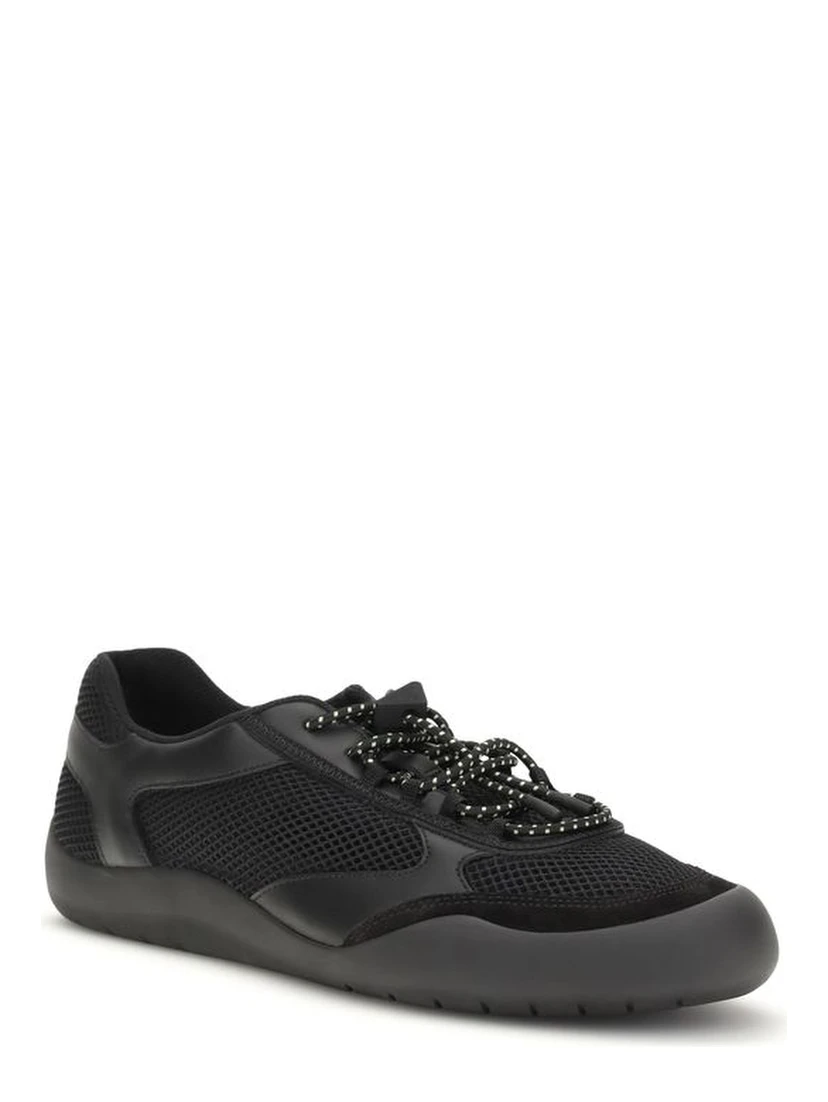 Black Polyester Athletic Sneakers