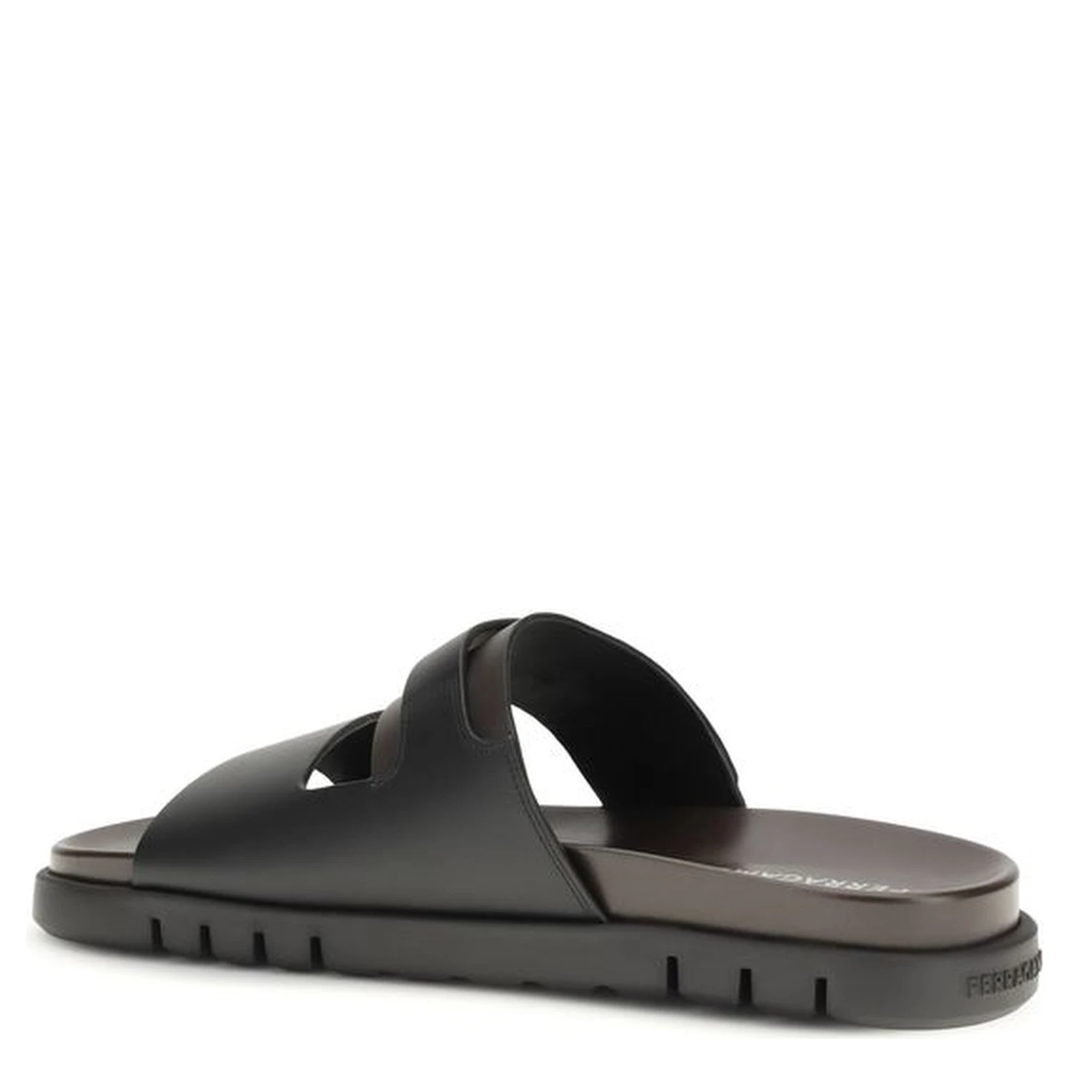 Black Calf Leather Bos Taurus Strap-On Sandals