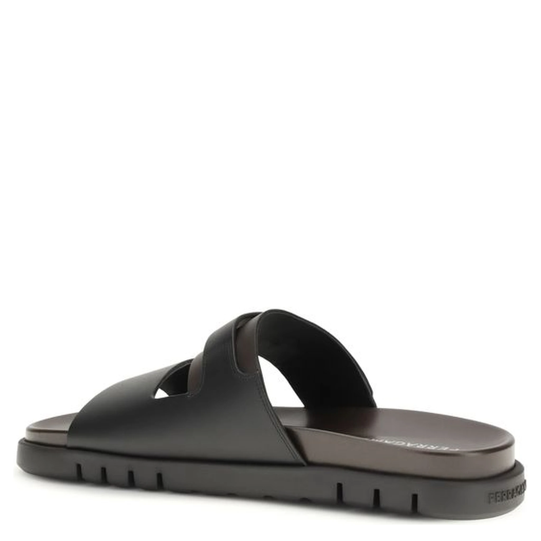 Black Calf Leather Bos Taurus Strap-On Sandals