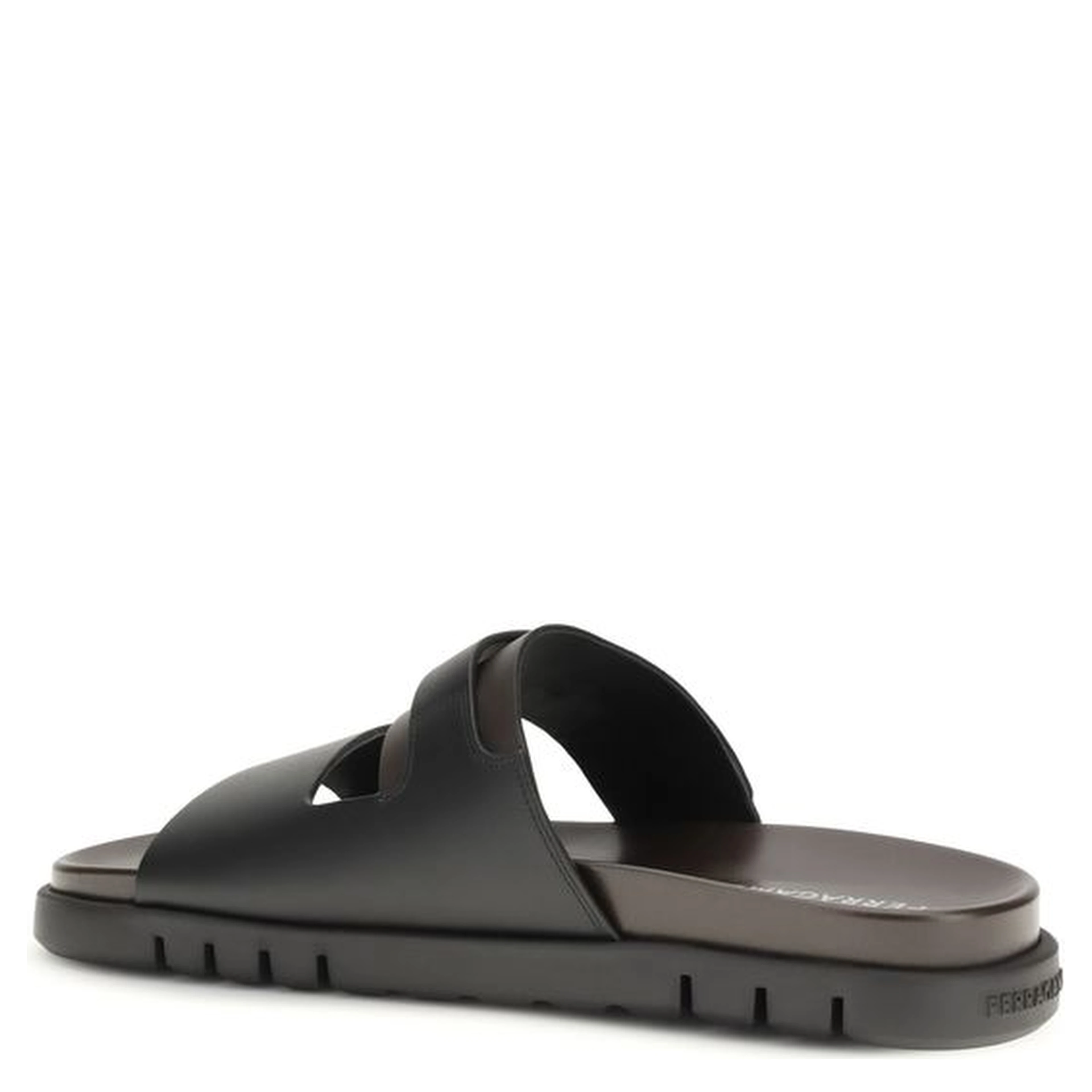 Black Calf Leather Bos Taurus Strap-On Sandals
