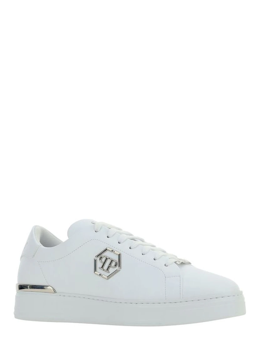 White Leather Low Top Sneakers