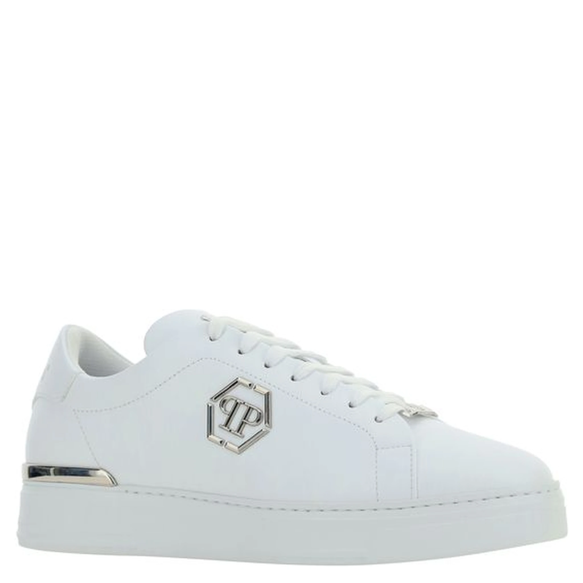 White Leather Low Top Sneakers