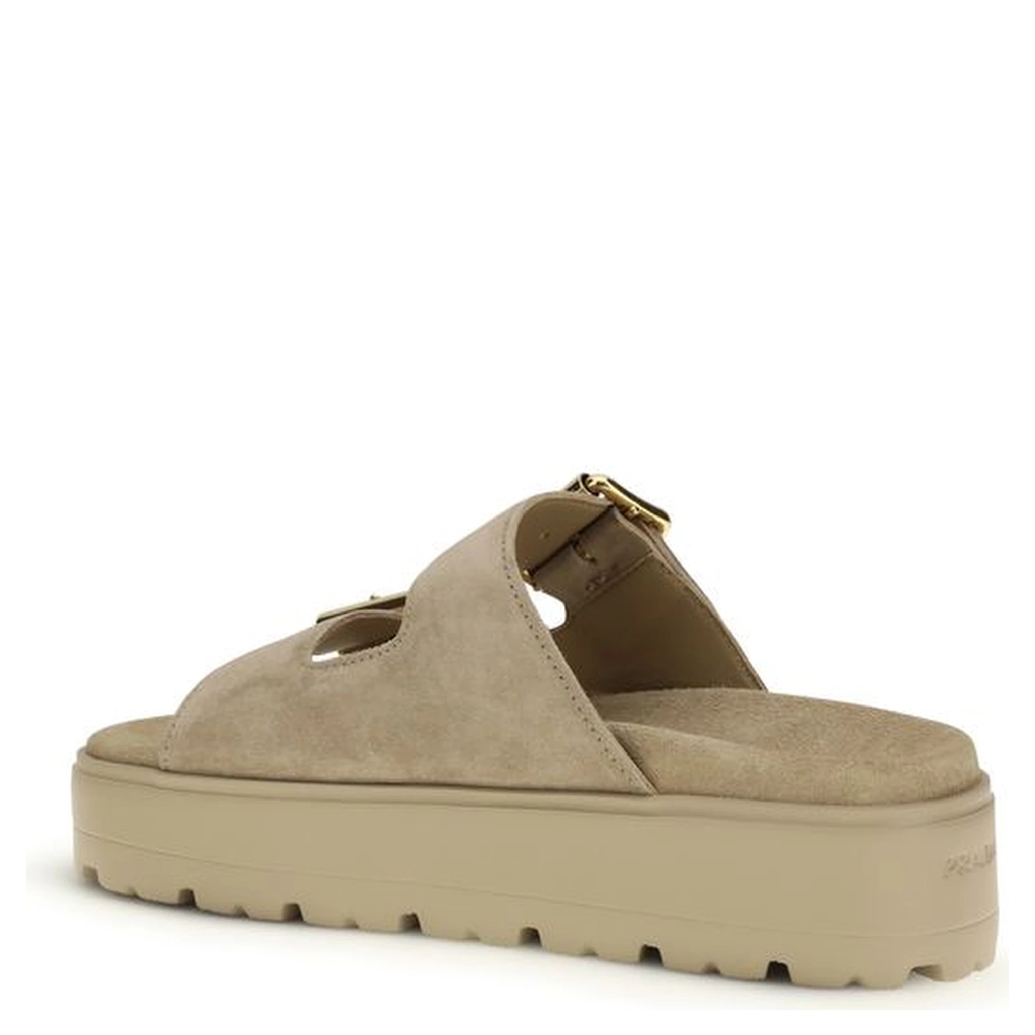 Beige Calf Leather Bos Taurus Platform Sandals
