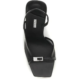 Black Calf Leather Bos Taurus Stiletto Heel Sandals