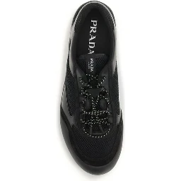 Black Polyester Athletic Sneakers