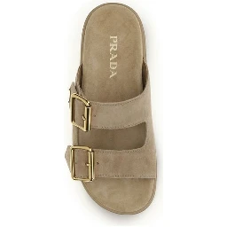 Beige Calf Leather Bos Taurus Platform Sandals