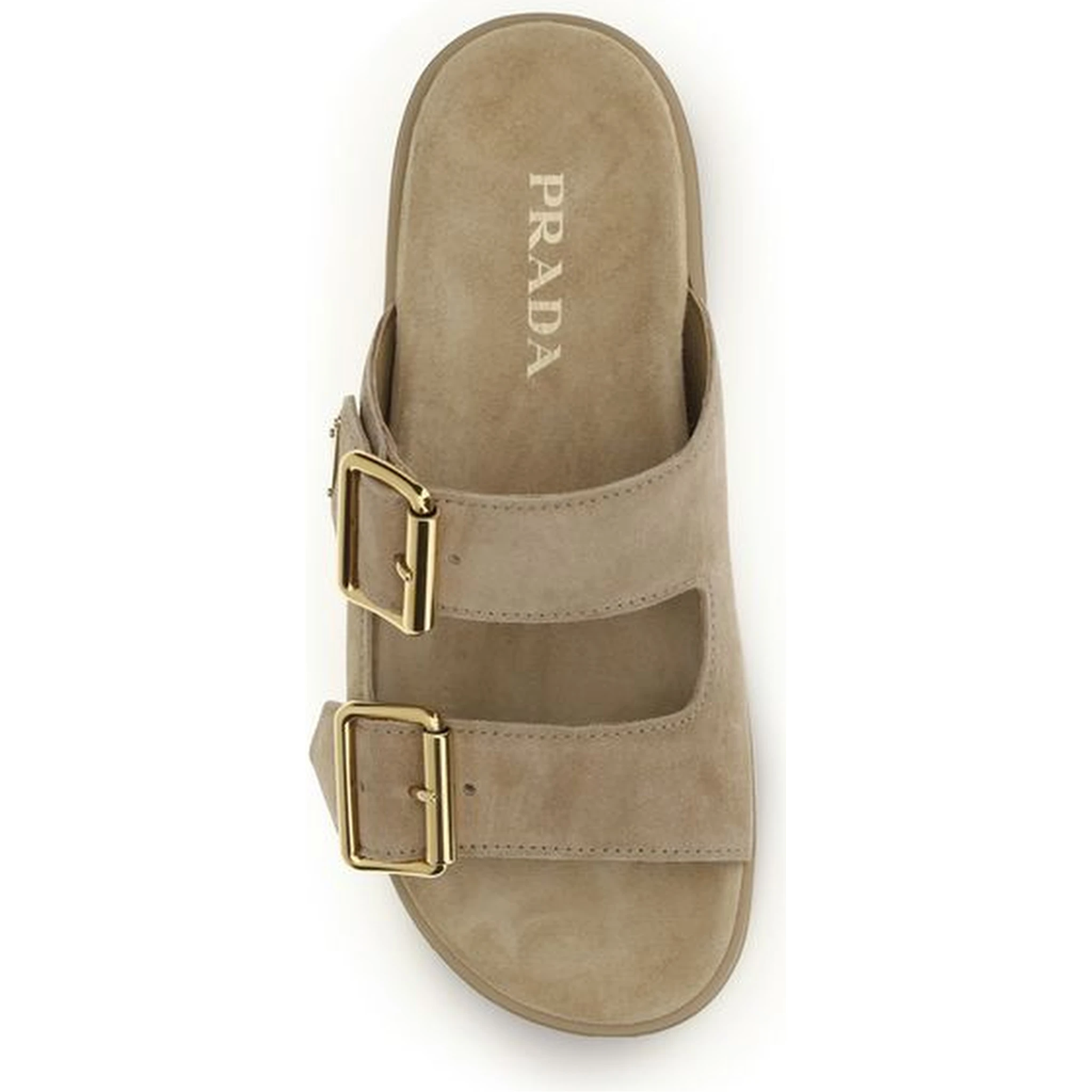 Beige Calf Leather Bos Taurus Platform Sandals