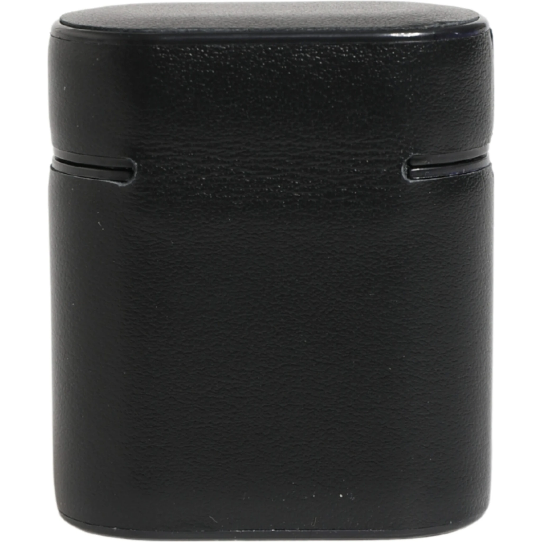 Black Calf Leather Logo Print Flip Holder Airpods Case