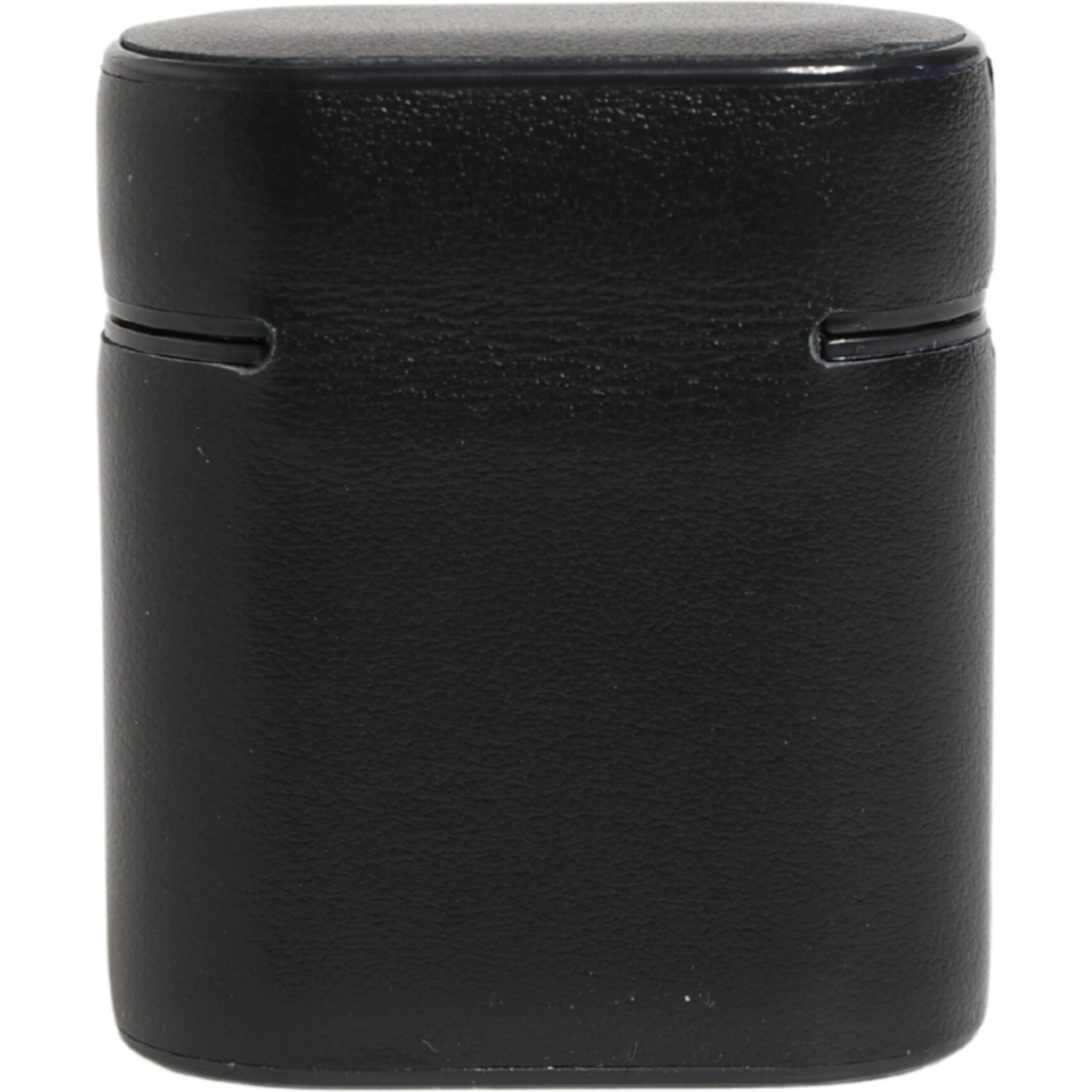 Black Calf Leather Logo Print Flip Holder Airpods Case