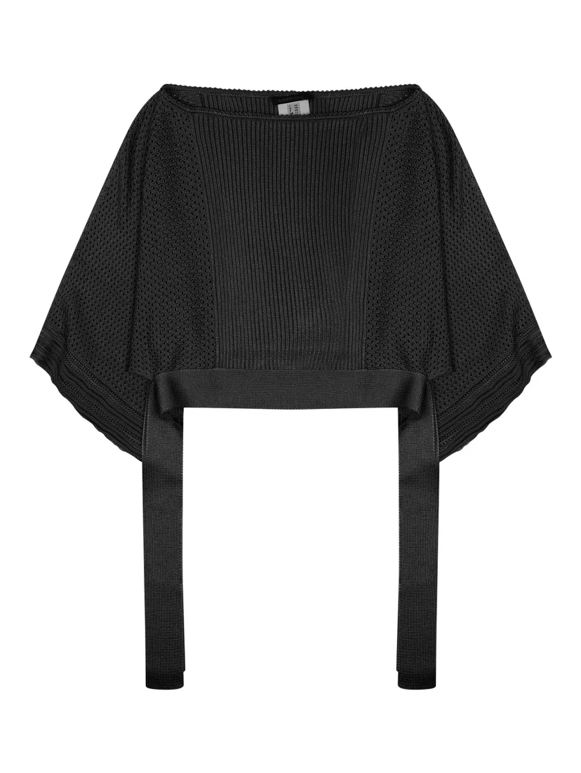 mesh knitted poncho sweater