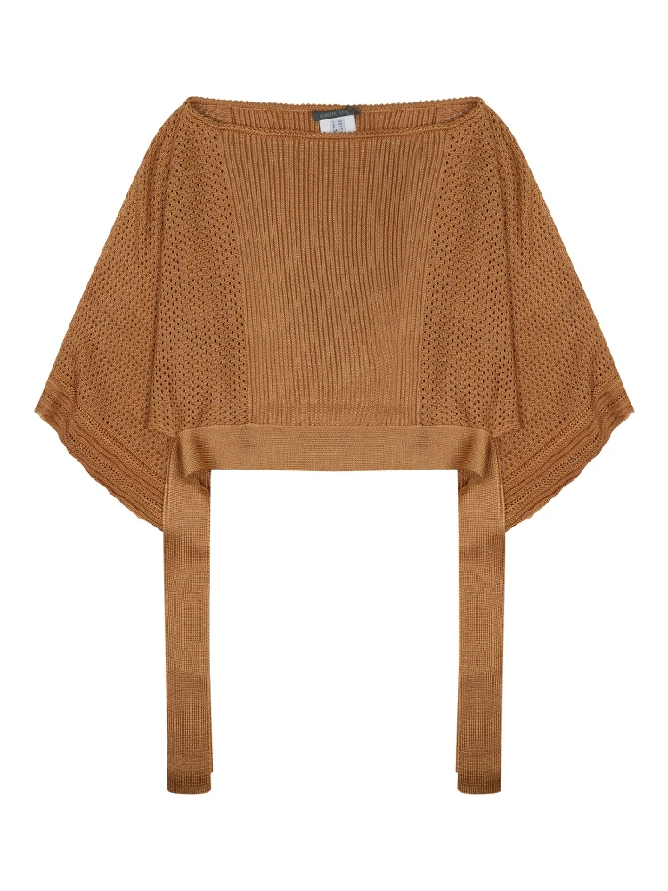 mesh knitted poncho sweater