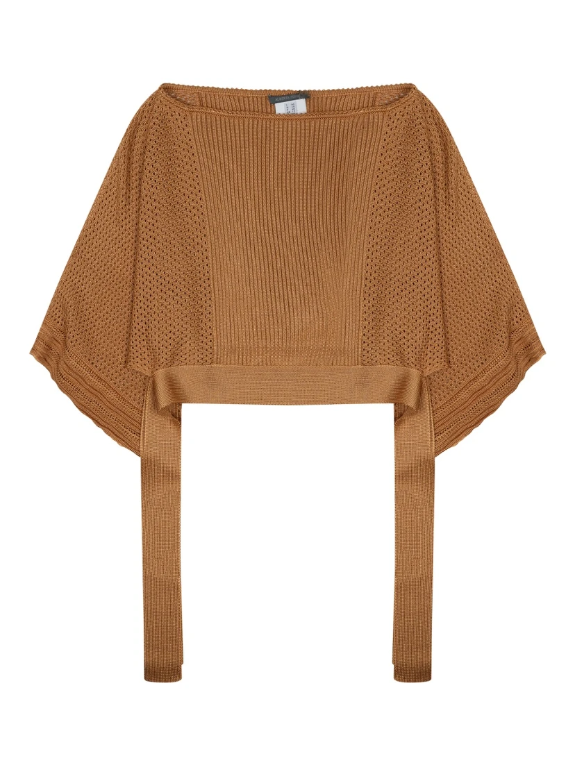 mesh knitted poncho sweater
