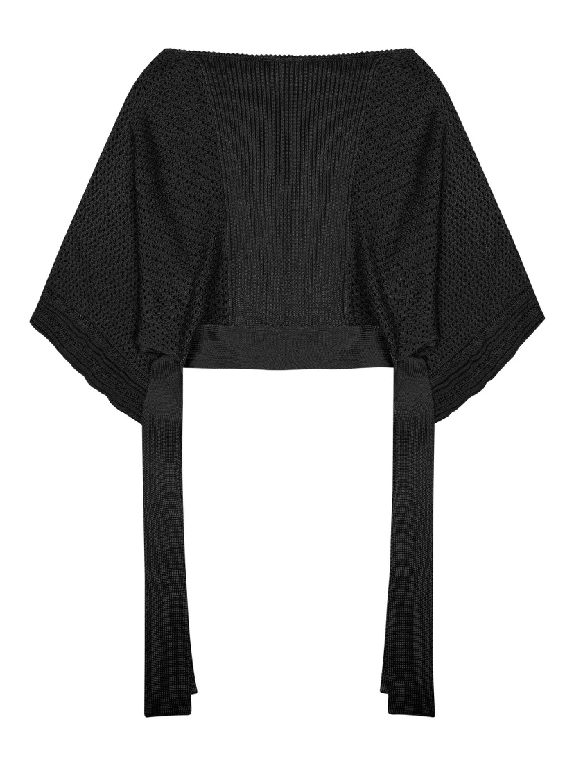 mesh knitted poncho sweater