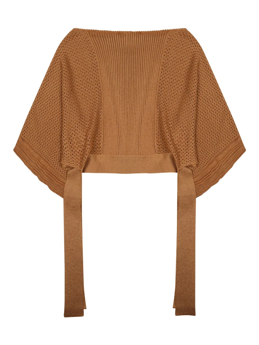 mesh knitted poncho sweater