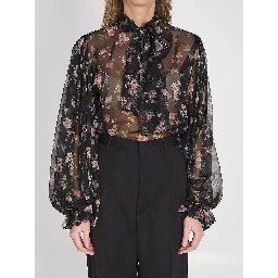 Chiffon top with a vintage rose print