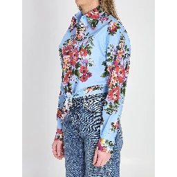 Floral bouquet-print cotton shirt
