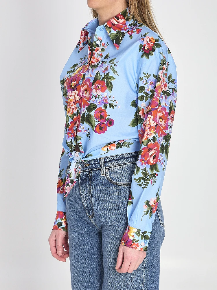 Floral bouquet-print cotton shirt alternative