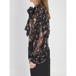 Chiffon top with a vintage rose print