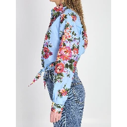 Floral bouquet-print cotton shirt