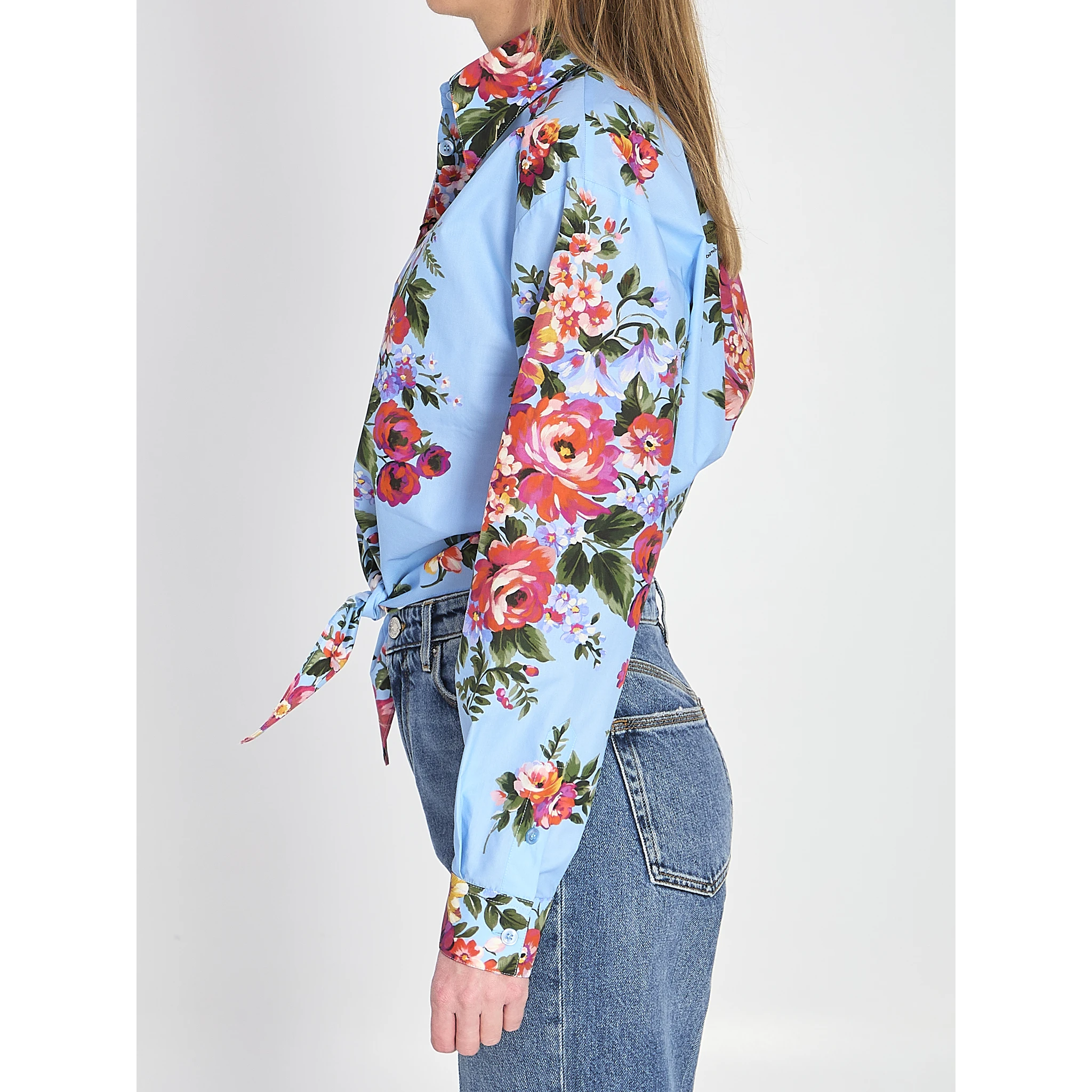 Floral bouquet-print cotton shirt