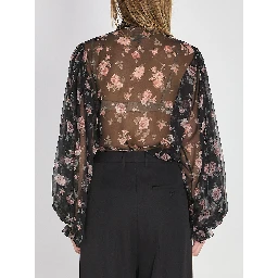 Chiffon top with a vintage rose print
