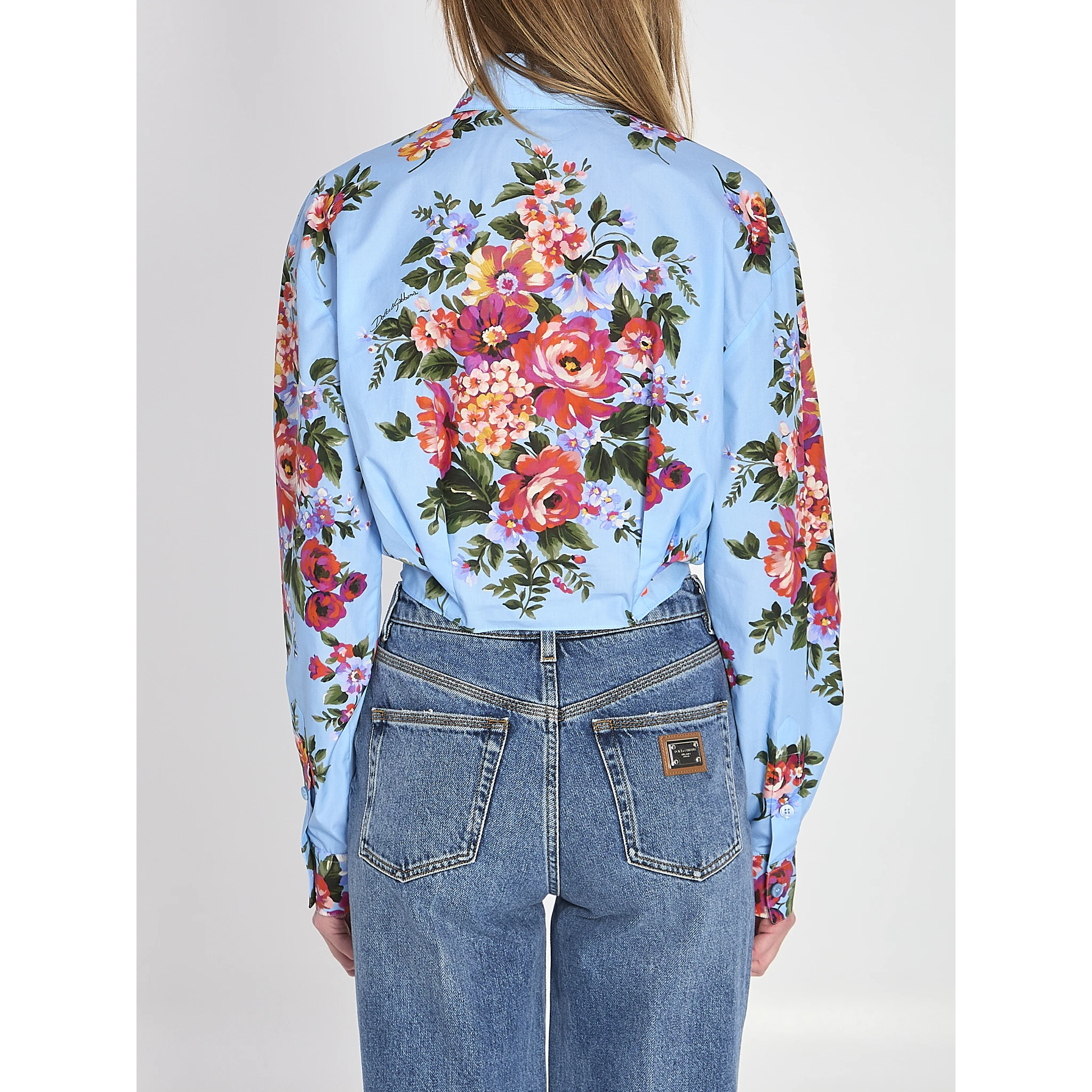 Floral bouquet-print cotton shirt