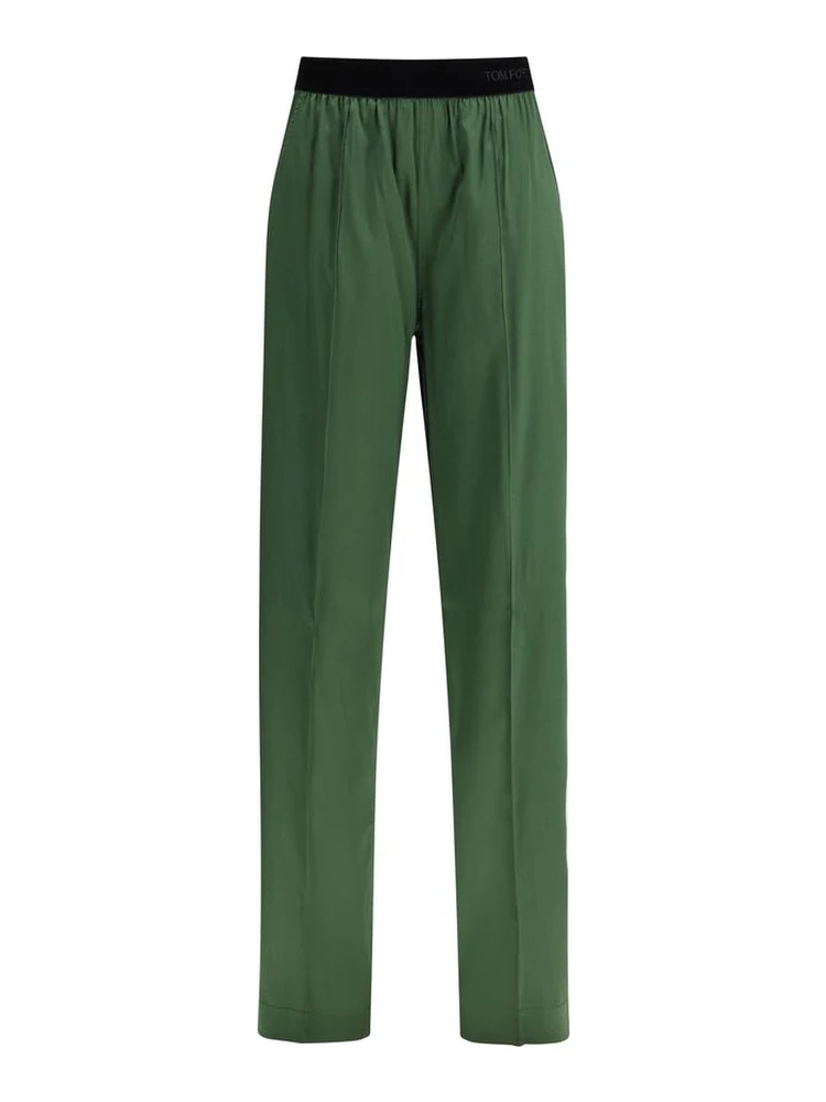 Bicolor Silk Casual Pants