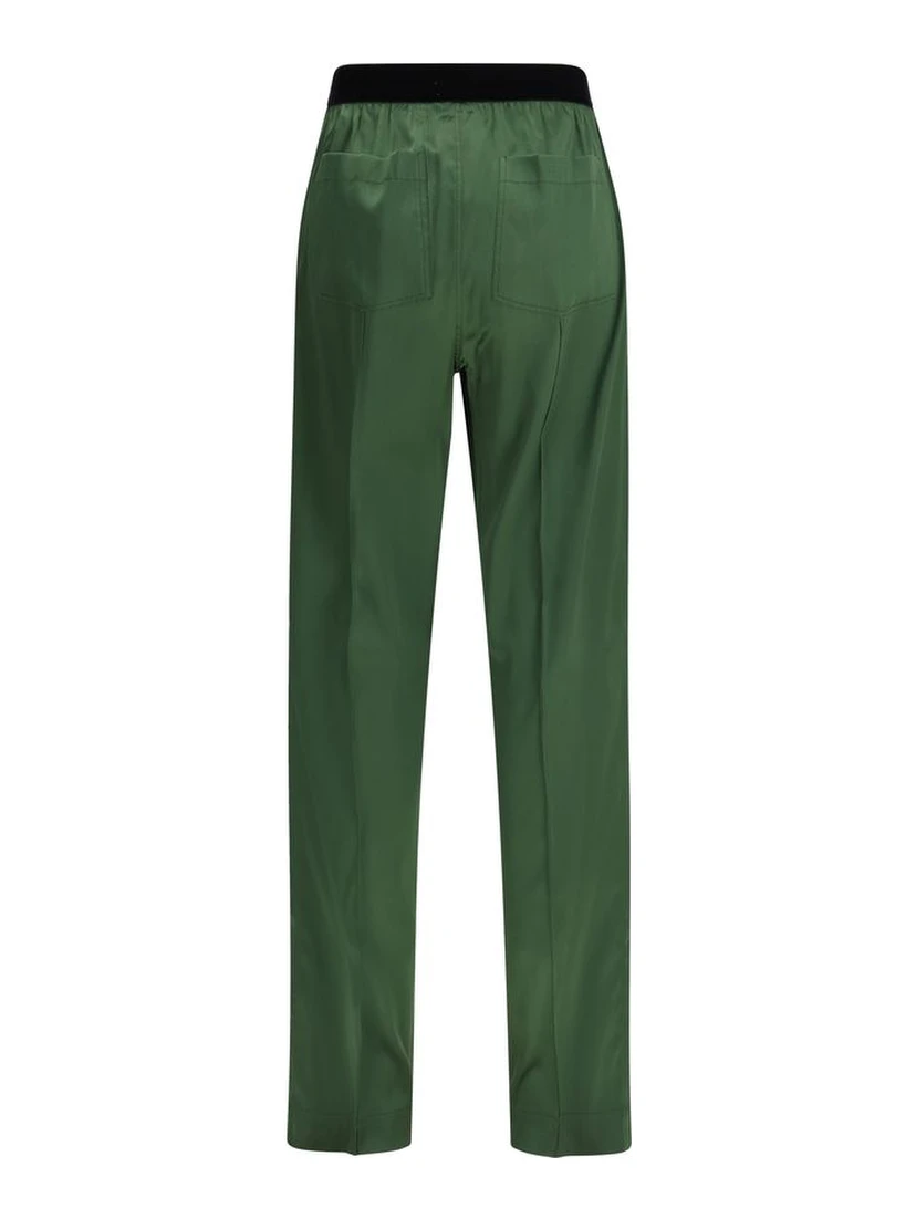 Bicolor Silk Casual Pants