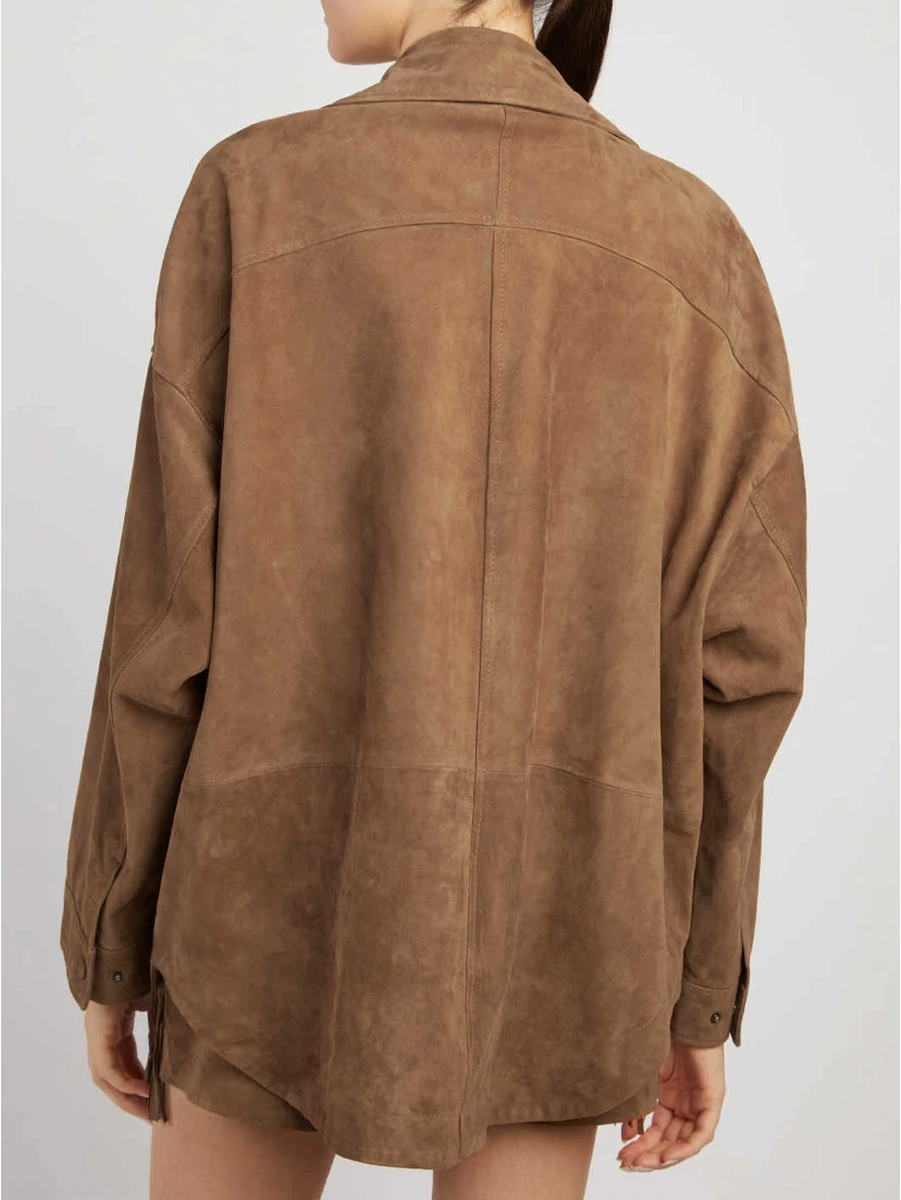 Suede leather overshirt