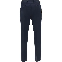 Blue Cotton Casual Pants
