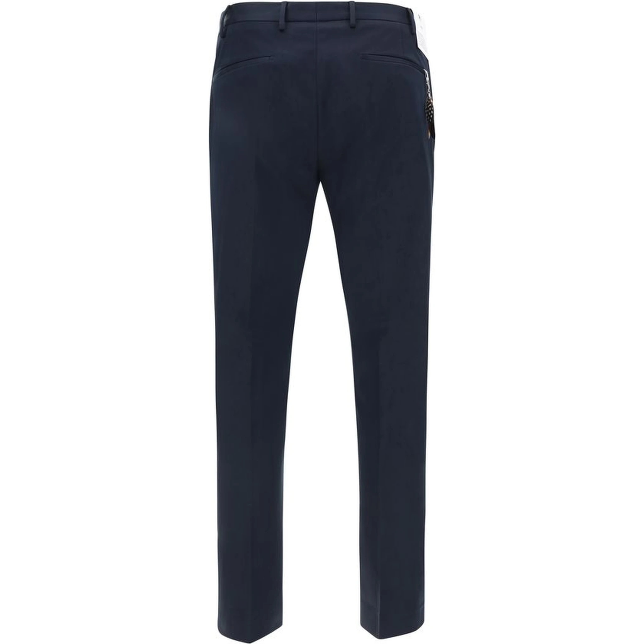 Blue Cotton Casual Pants